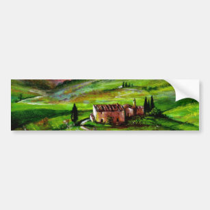 TUSCANY LANDSCAPE WITH GREEN HILLS BUMPER STICKER