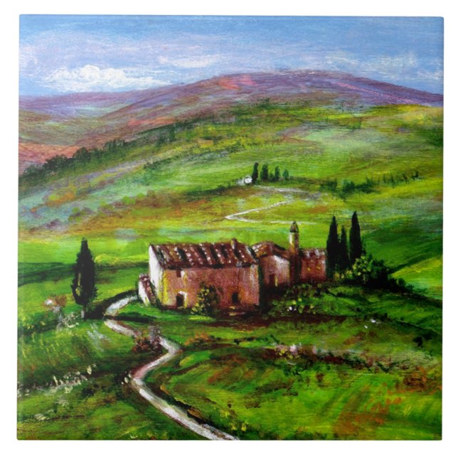 TUSCANY LANDSCAPE WITH GREEN HILLS CERAMIC TILE (Front)