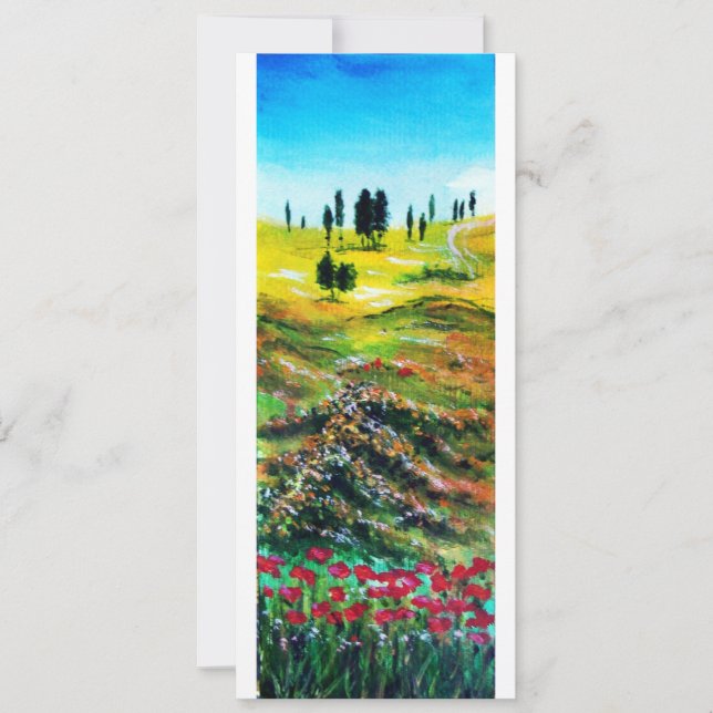 TUSCANY LANDSCAPE WITH POPPIES ,white Invitation (Front)