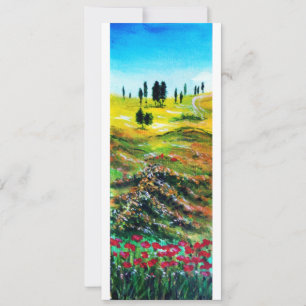 TUSCANY LANDSCAPE WITH POPPIES ,white Invitation