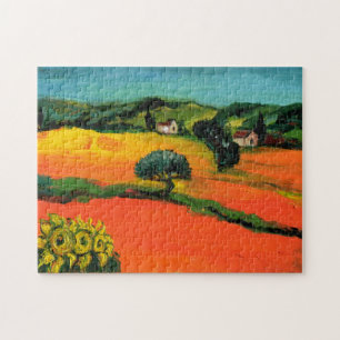 TUSCANY LANDSCAPE WITH SUNFLOWERS JIGSAW PUZZLE