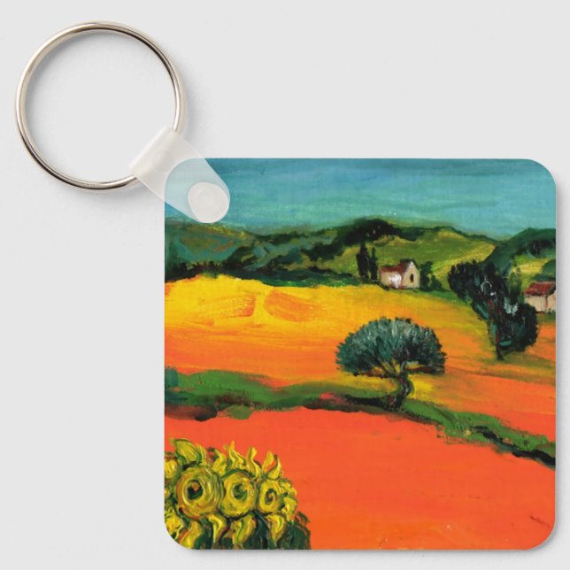 TUSCANY LANDSCAPE WITH SUNFLOWERS KEY RING (Front)