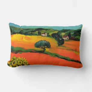 TUSCANY LANDSCAPE WITH SUNFLOWERS LUMBAR CUSHION