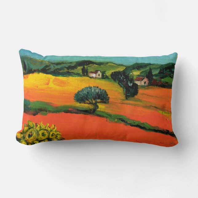 TUSCANY LANDSCAPE WITH SUNFLOWERS LUMBAR CUSHION (Front)