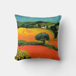 TUSCANY LANDSCAPE WITH SUNFLOWERS Orange Fields Cushion
