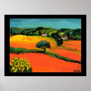 TUSCANY LANDSCAPE WITH SUNFLOWERS POSTER