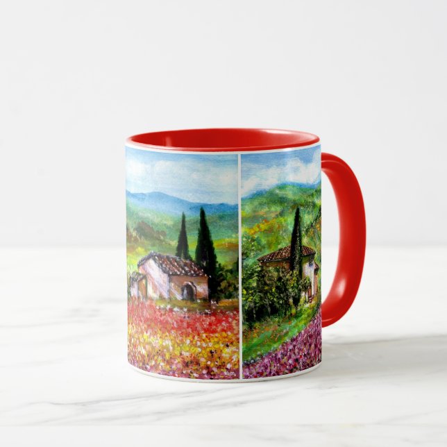 TUSCANY LANDSCAPES, POPPIES LILIES ,FLOWER FIELDS MUG (Front Right)
