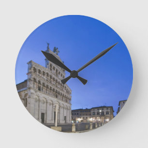 Tuscany, Lucca, Piazza San Michele at Dawn Round Clock