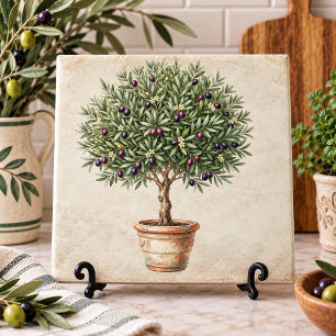 Tuscany Olive Topiary Mediterranean Ceramic Tile