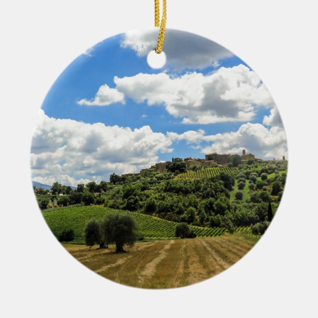 Tuscany, panoramic landscape - Italy Ceramic Tree Decoration (Front)