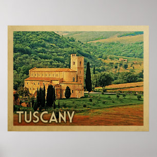 Tuscany Poster Italy Vintage Travel