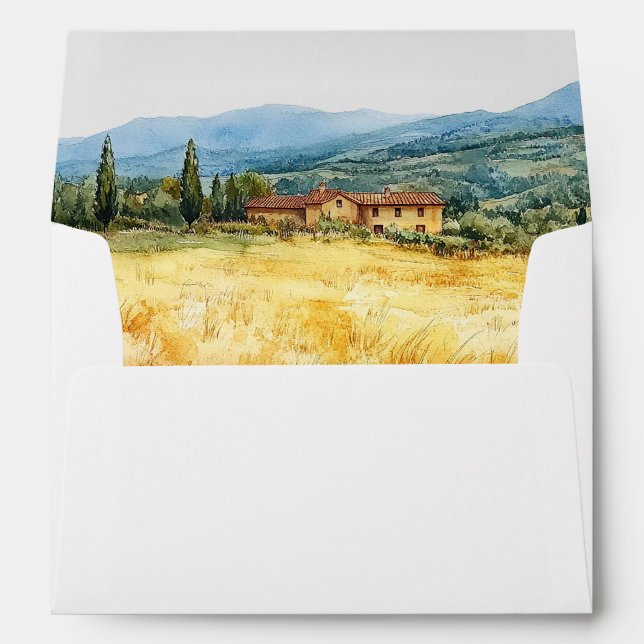 Tuscany Rustic Country Wedding Return Address Envelope (Back (Bottom))