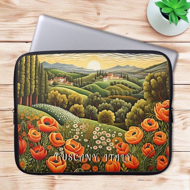 Tuscany Spring Landscape Painting Italy Travel Art Laptop Sleeve (Tuscany Spring Landscape Painting Italy Travel Art Laptop Sleeve)