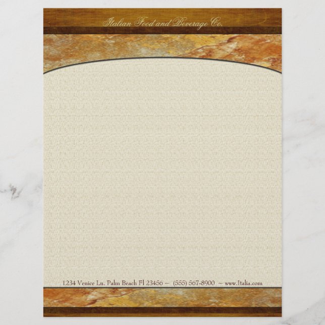 Tuscany Stone Custom Executive Personalised Letterhead (Front)