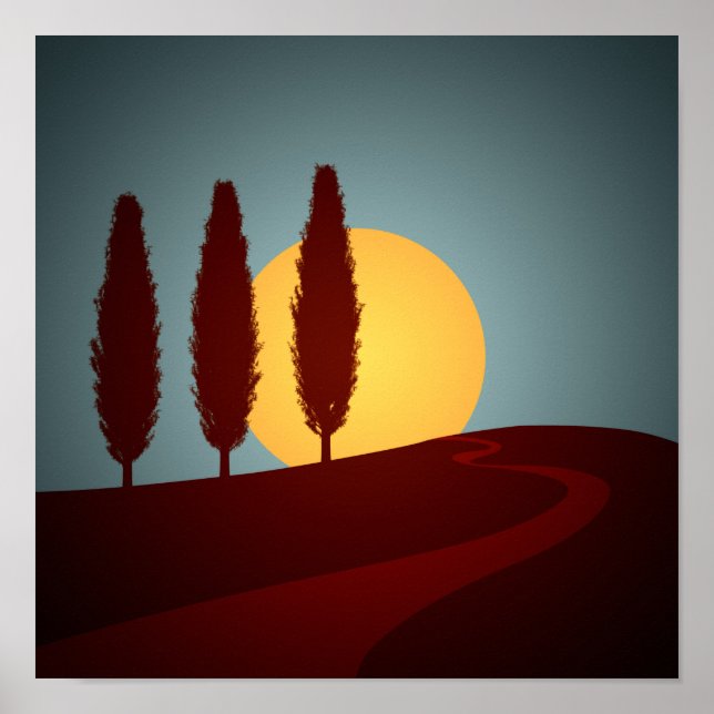Tuscany Sunset Art Poster (Front)