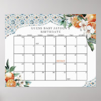 Tuscany Tile Citrus Baby Shower Guess the Due Date