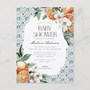 Tuscany Tile Coastal Italian Baby Shower Invite Postcard