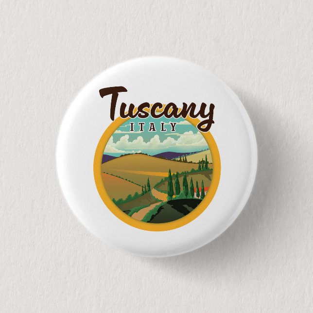 Tuscany travel logo 3 cm round badge (Front)
