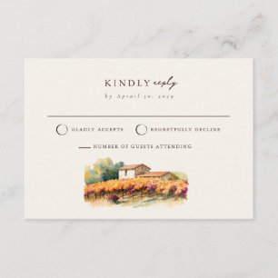  Tuscany Vineyard Cantina Italy Wedding RSVP Card 