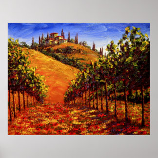 Tuscany Vineyard on the Hill Poster
