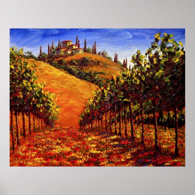 Tuscany Vineyard on the Hill Poster (Front)