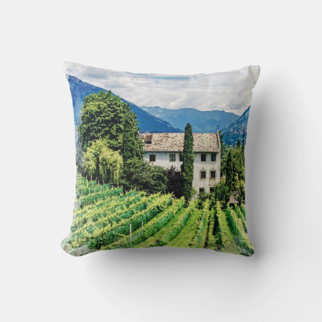 *~* Tuscany Vineyard Tuscan Vino Mountains Cushion (Front)