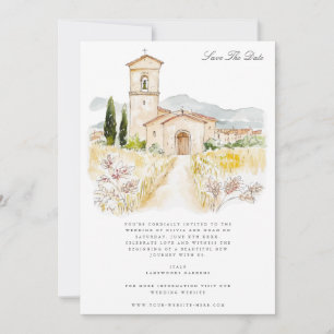 Tuscany Watercolor Italian Save The Date Card