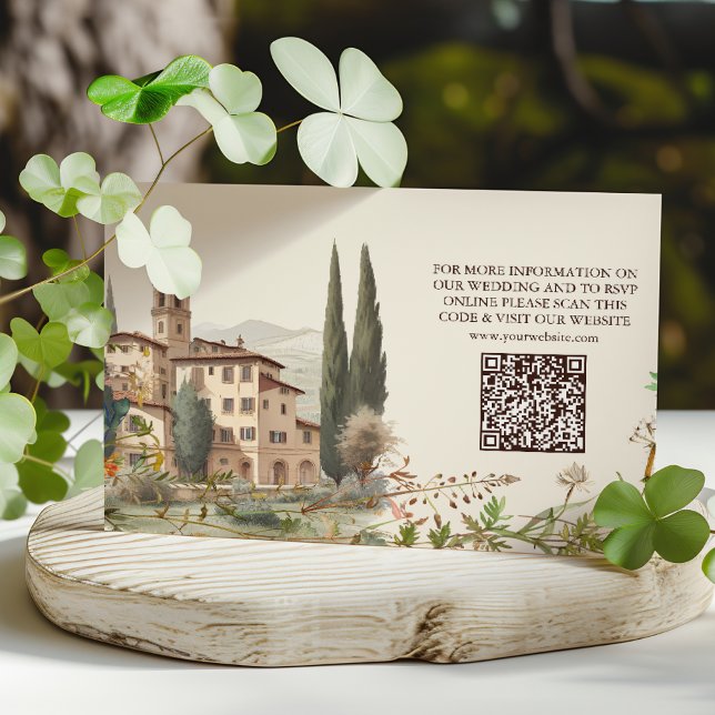 Tuscany Watercolor Italy Destination Wedding Enclosure Card (Creator Uploaded)