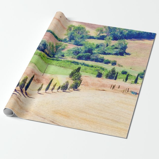 Tuscany watercolor painting #2 wrapping paper (Unrolled)