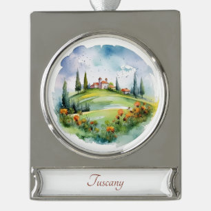 Tuscany Watercolor Painting Landscape Art Ornament
