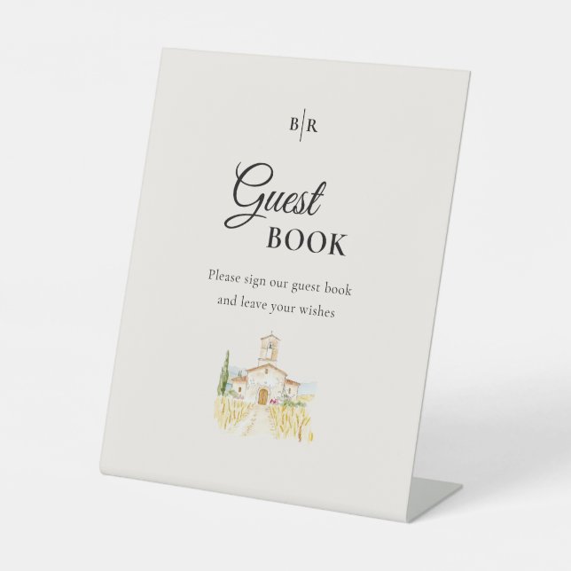 Tuscany Wedding Guest Book Pedestal Sign (Front)