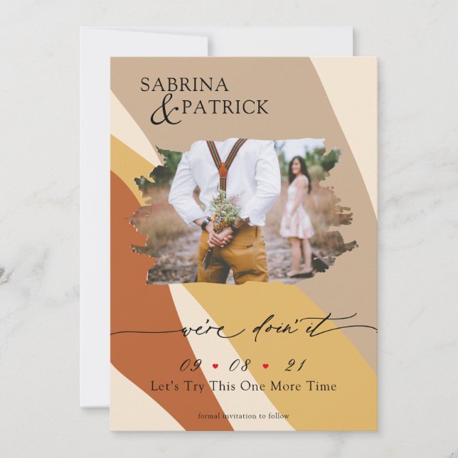 Tuscany Yellow Rust Beige Modern Abstract Photo Save The Date (Front)