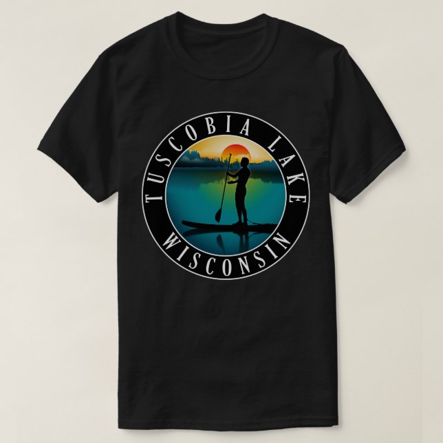 Tuscobia Lake Wisconsin Paddleboarding T-Shirt (Design Front)