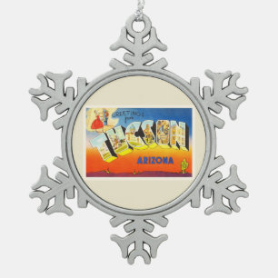 Tuscon Arizona AZ Old Vintage Travel Souvenir Snowflake Pewter Christmas Ornament