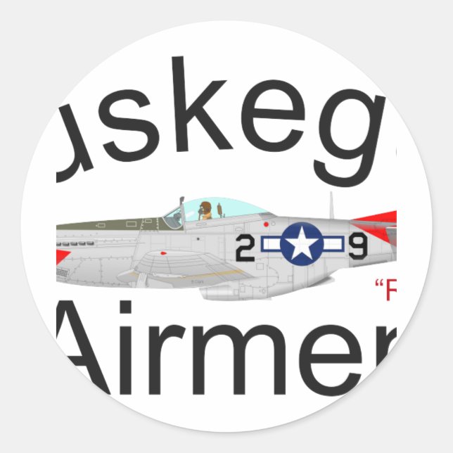 Tuskegee Airman P-51 Red Tails Mustang Classic Round Sticker (Front)
