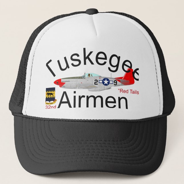 Tuskegee Airman P-51 Red Tails Mustang Trucker Hat (Front)