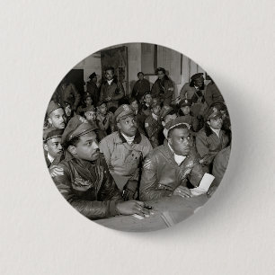 Tuskegee Airmen at Briefing World War II 6 Cm Round Badge