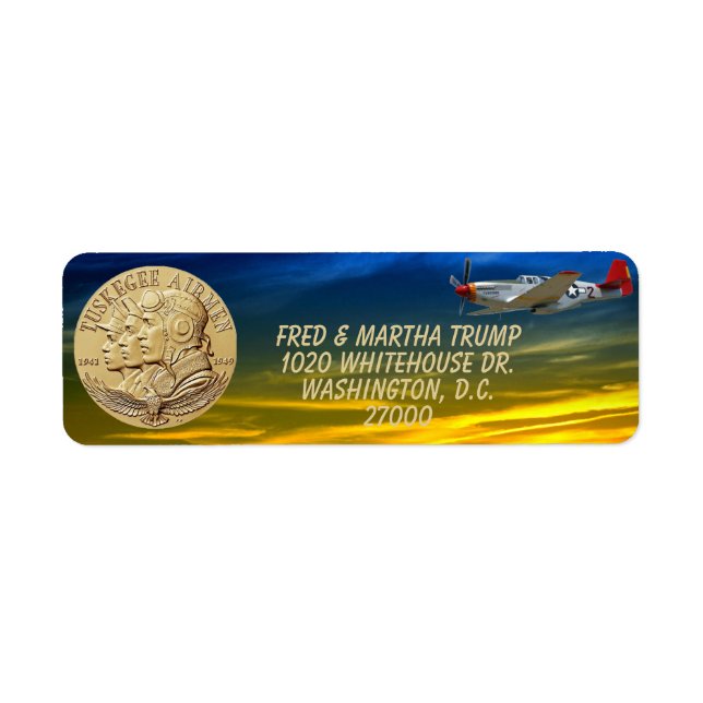 TUSKEGEE AIRMEN COIN RETURN ADDRESS LABEL (Front)