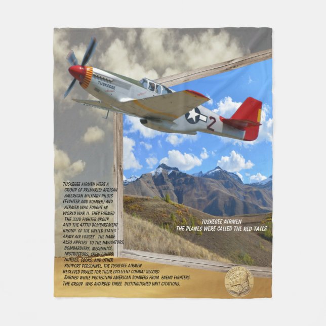 TUSKEGEE Airmen FLYING OUT OF PICTURE  Fleece Blanket (Front)