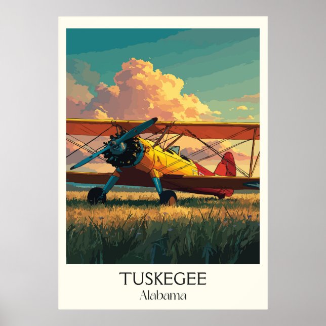 Tuskegee Alabama Vintage Airplane Poster (Front)