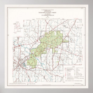 Tuskegee National Forest Map (1972) Poster