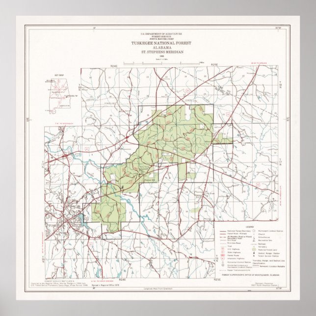Tuskegee National Forest Map (1972)  Poster (Front)