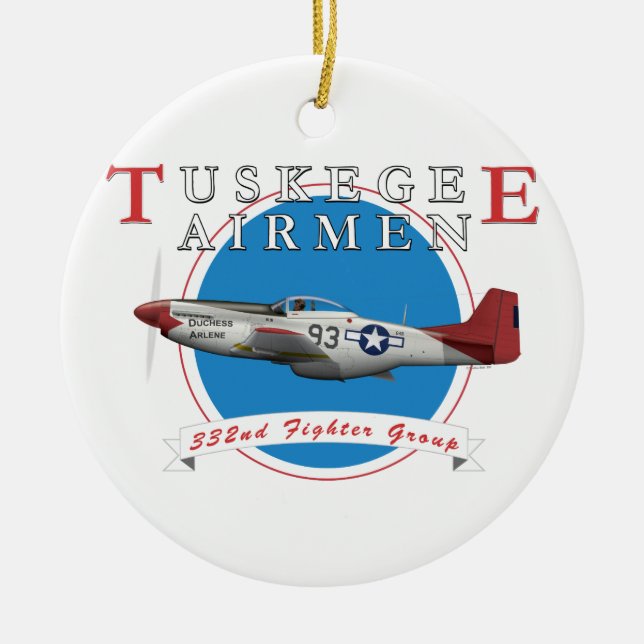 Tuskegee Red Tails Ceramic Tree Decoration (Front)