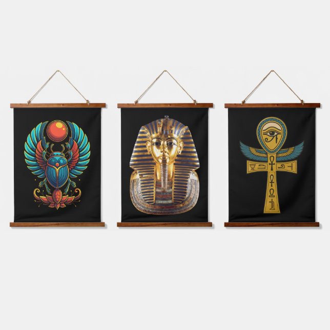 Tutankhamu - Scarab - Ankh  Hanging Tapestry (Triple)