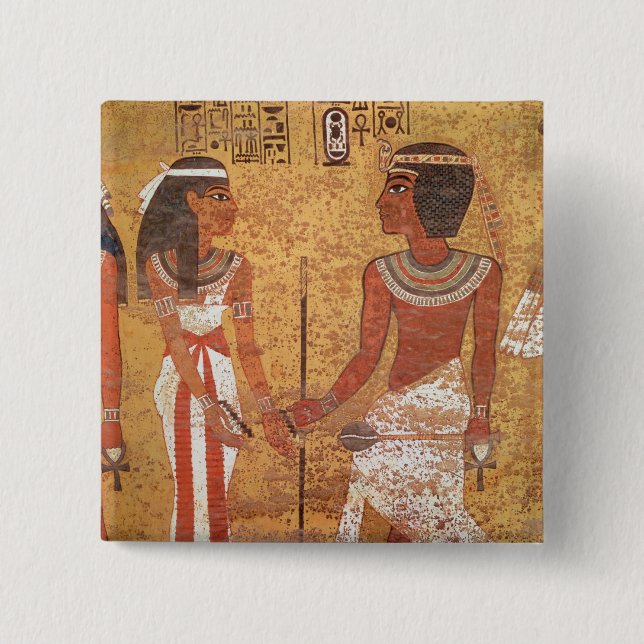 Tutankhamun  and his wife, Ankhesenamun 15 Cm Square Badge (Front)