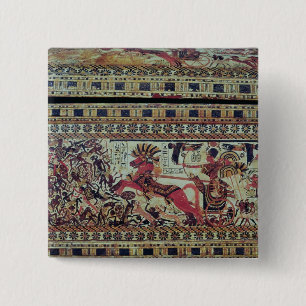 Tutankhamun on his chariot attacking Africans 15 Cm Square Badge