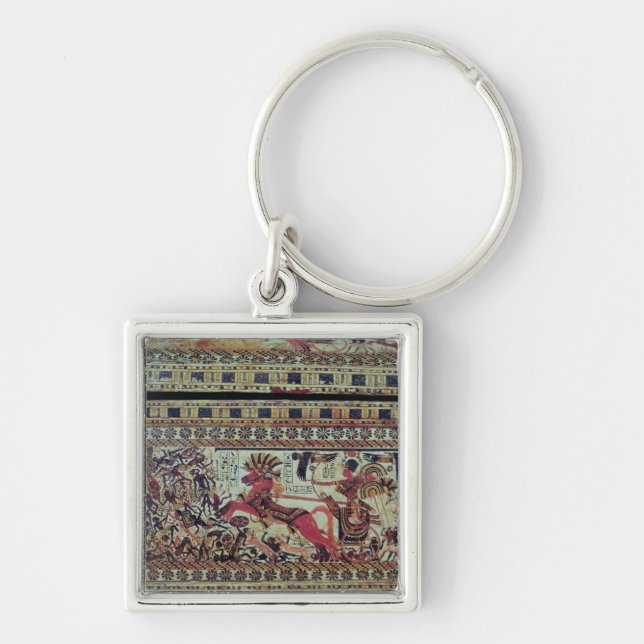 Tutankhamun  on his chariot attacking Africans Key Ring (Front)