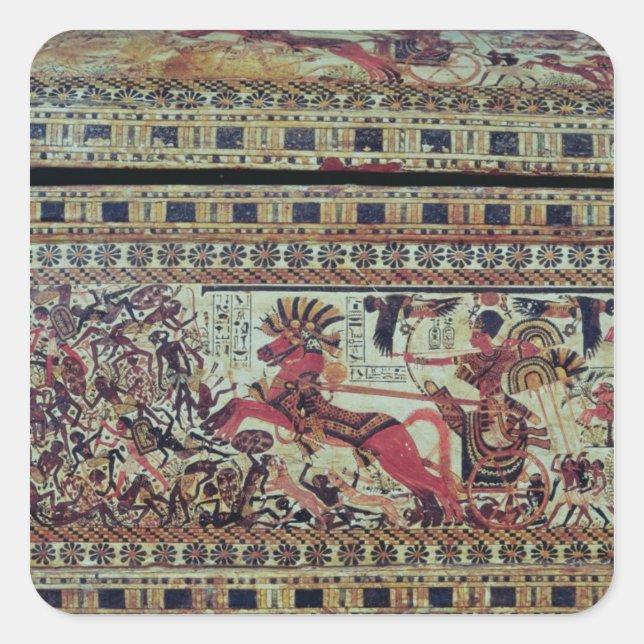 Tutankhamun  on his chariot attacking Africans Square Sticker (Front)