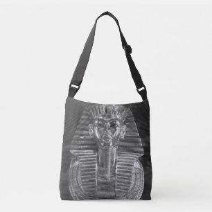 Tutankhamun's Face In Black And White Pattern Crossbody Bag