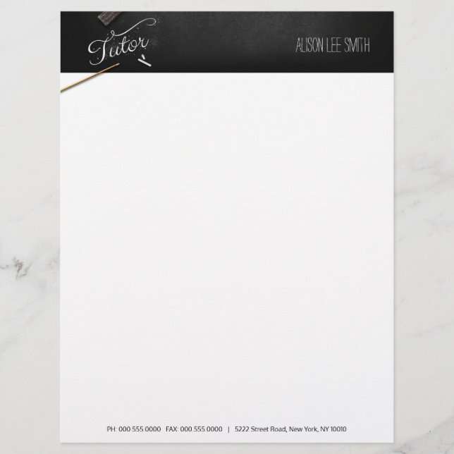 Tutor chalkboard custom letterhead (Front)